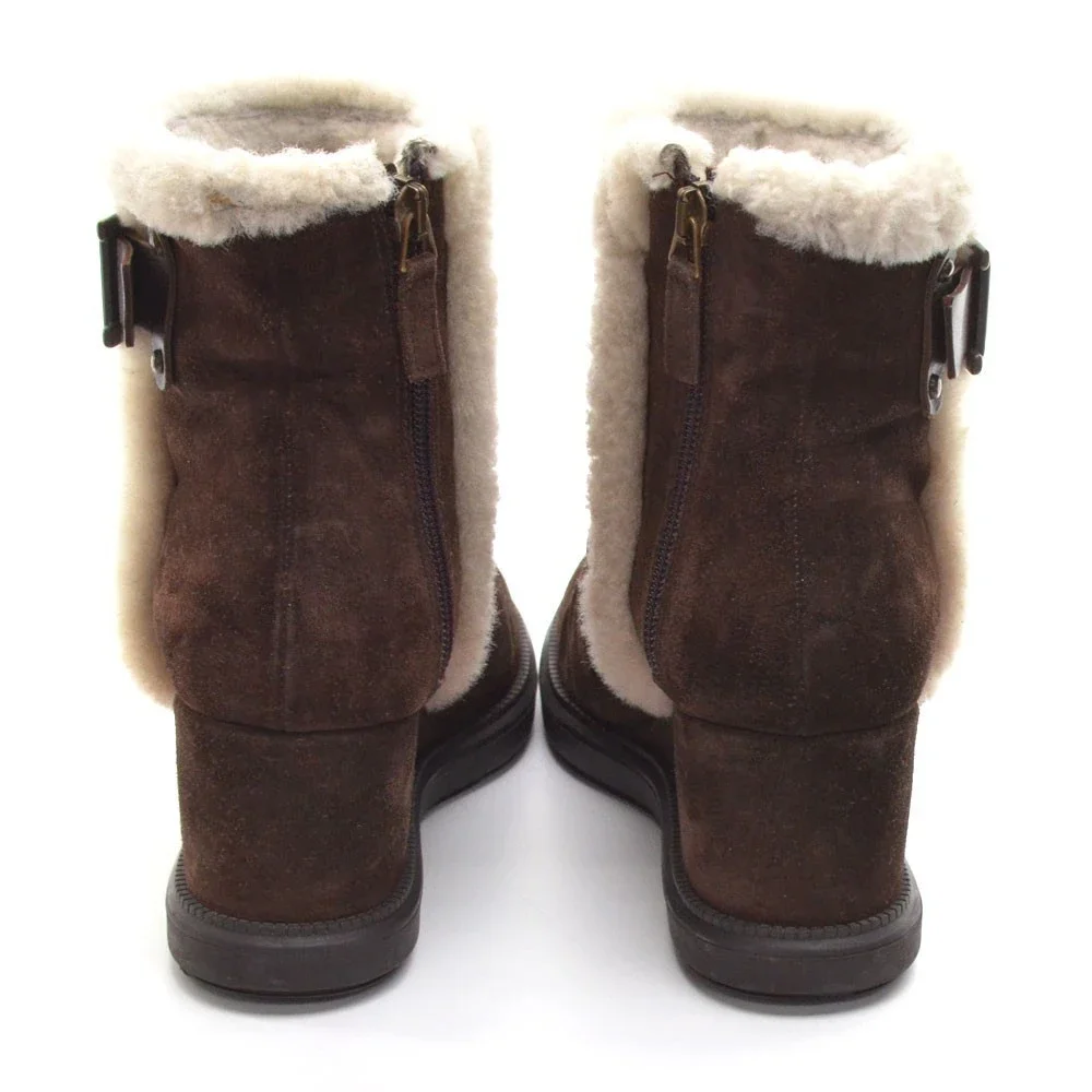 Aquatalia Caitlyn Brown Suede Wedge Heel Booties 6.5 M